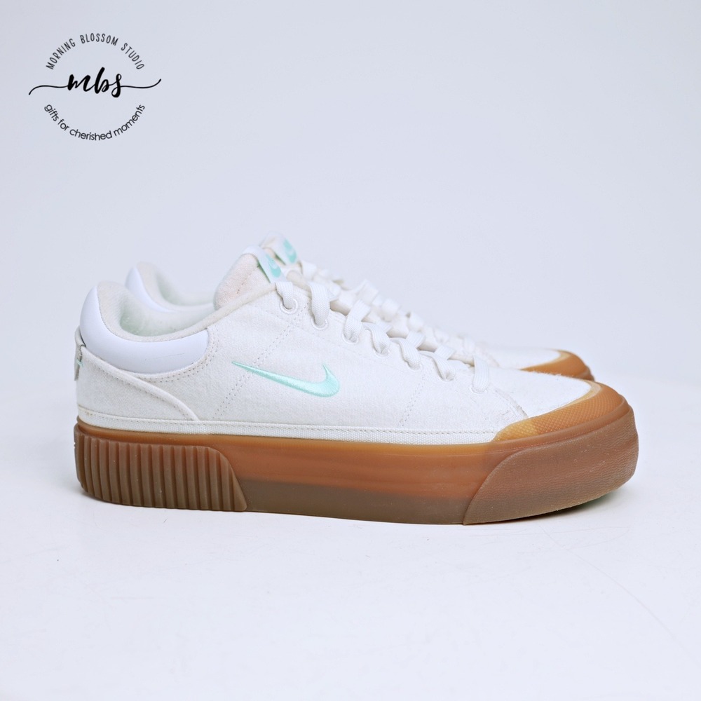 NWOT Nike Court Legacy Lift Foam Gum Sole Platform White Mint Women 9